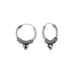 Zilveren Bali hoops, druppels, 12 mm