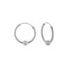 Zilveren Bali hoops met enkel bolletje, 16 mm