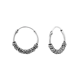 Zilveren Bali hoops met spiraaltjes en slingertjes