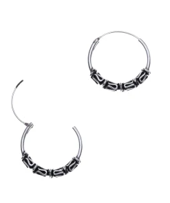 Zilveren Bali hoops, slingermotiefjes, 20 mm