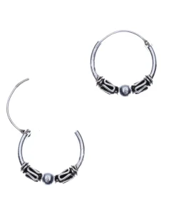 Zilveren Bali hoops slingertjes en bolletje, 18 mm
