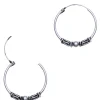 Zilveren Bali hoops slingertjes en bolletje 20 mm