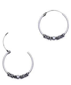 Zilveren Bali hoops slingertjes en bolletje 20 mm