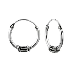 Zilveren Bali hoops spiralen en slingertjes, 12 mm