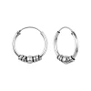 Zilveren Bali hoops spiralen en bolletje, 14 mm