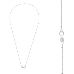 Zilveren basic ketting, curve chain met bolletjes