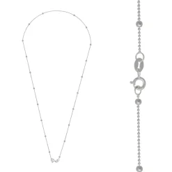 Zilveren basic ketting, diamond cut schakel met bolletjes