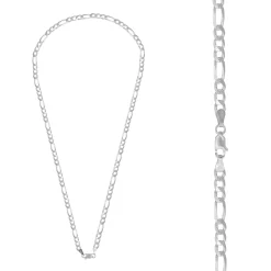 Zilveren basic ketting, figaro schakel