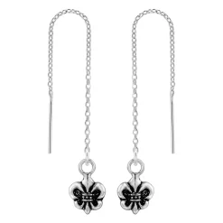 Zilveren chain oorbellen, fleur de lis