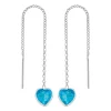 Zilveren chain oorbellen, blauw hart