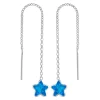 Zilveren chain oorbellen, blauwe ster