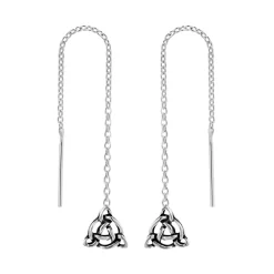 Zilveren chain oorbellen, triquetra