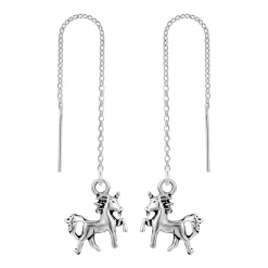 Zilveren chain oorbellen, paard