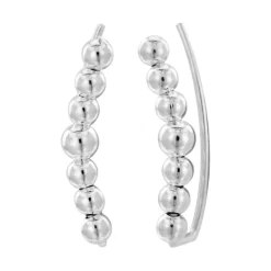 Zilveren ear climber, bolletjes