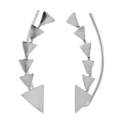 Zilveren ear climber, driehoeken