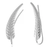 Zilveren ear climber, gladde veer