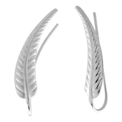 Zilveren ear climber, gladde veer