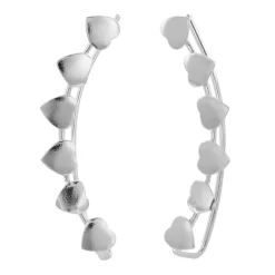 Zilveren ear climber, hartjes