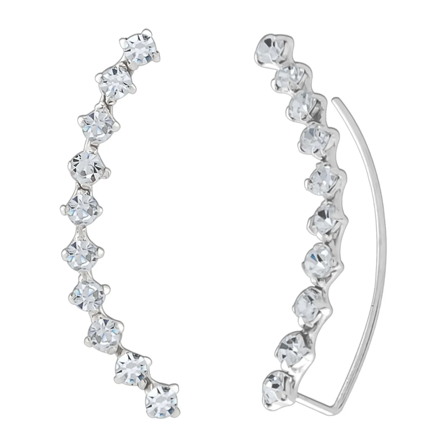 Zilveren ear climber, kristallen