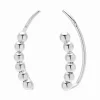 Zilveren ear climber, zes bolletjes