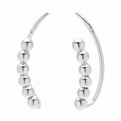 Zilveren ear climber, zes bolletjes