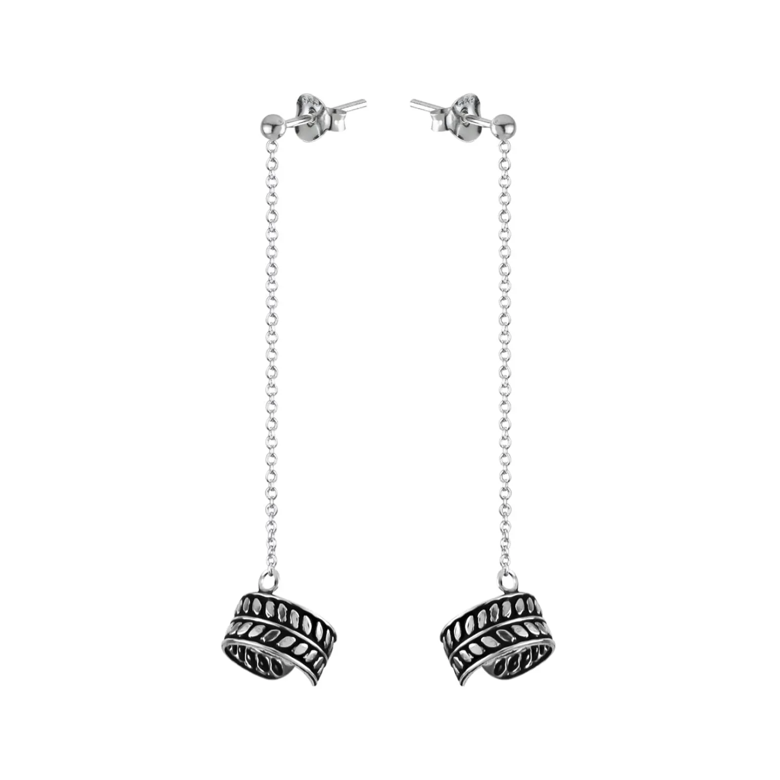Zilveren ear cuff, blad design met chain