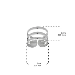 Zilveren ear cuff, drie banden