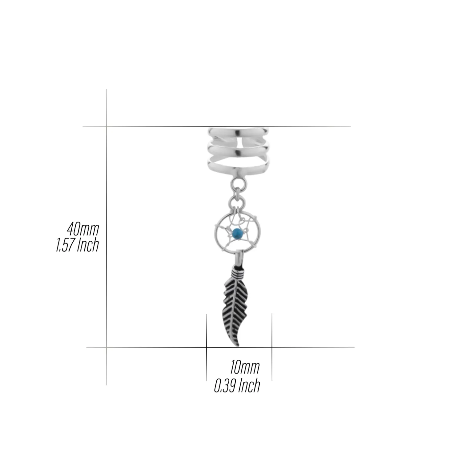 Zilveren ear cuff, dromenvanger