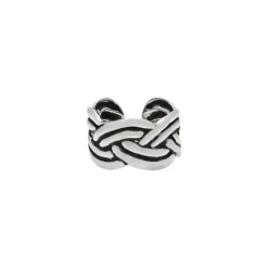 Zilveren ear cuff, gevlochten band