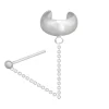 Zilveren ear cuff, gladde band met chain