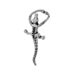 Zilveren ear cuff, krokodil