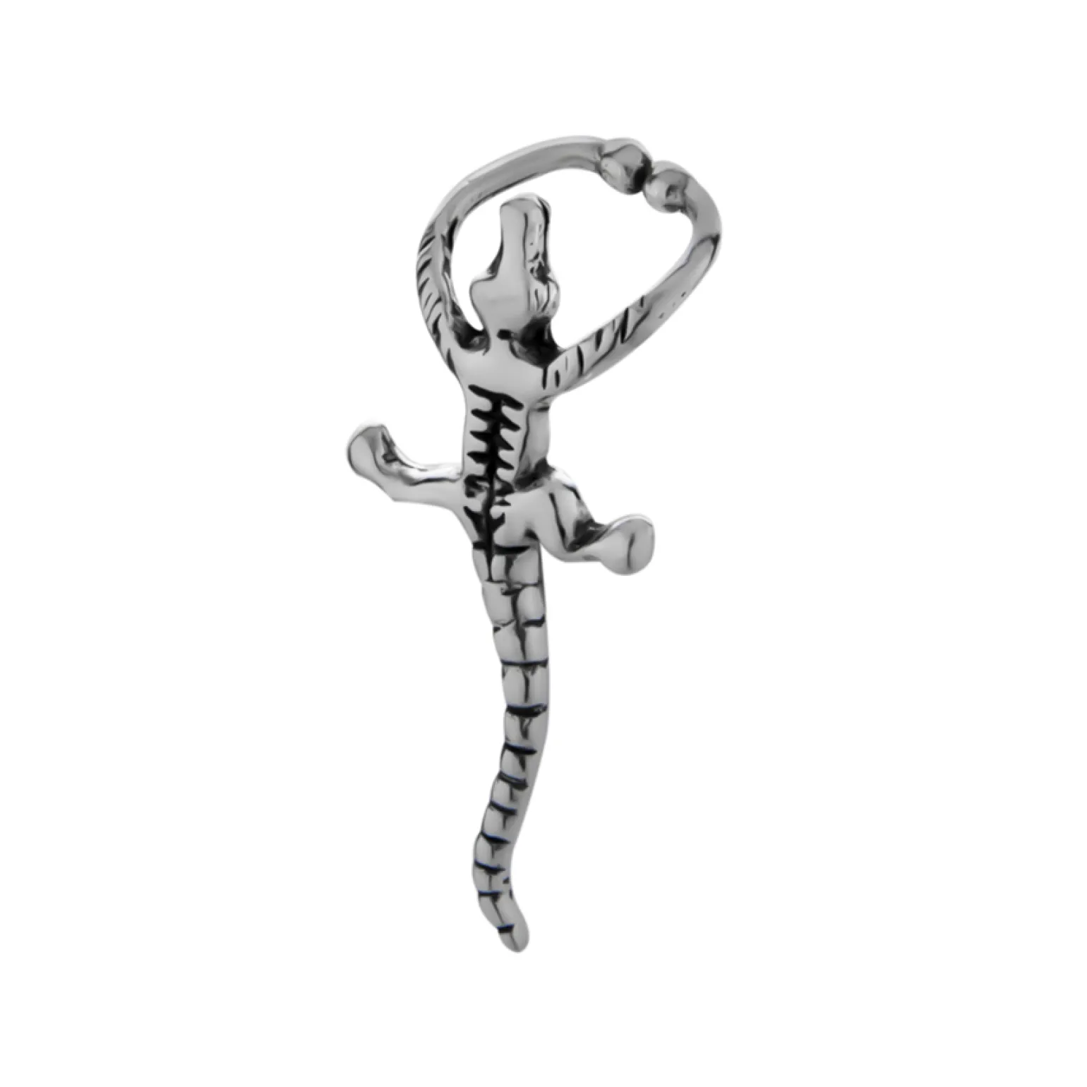 Zilveren ear cuff, krokodil