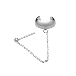 Zilveren ear cuff met chain
