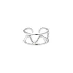 Zilveren ear cuff, met golvende lijn