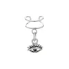 Zilveren ear cuff met hanger, oog
