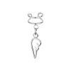 Zilveren ear cuff met hanger, vleugelomtrek