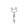 Zilveren ear cuff met hanger, bliksemschicht