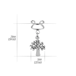 Zilveren ear cuff met hanger, tree of life