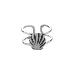 Zilveren ear cuff met schelp
