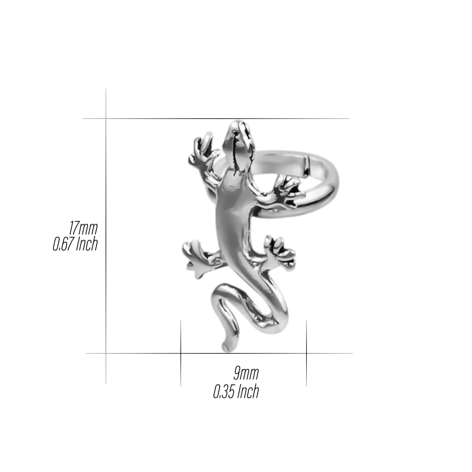 Zilveren ear cuff, salamander