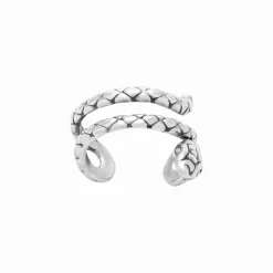 Zilveren ear cuff, slang met dubbele band