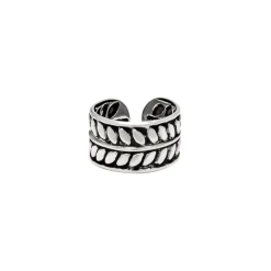 Zilveren ear cuff, veer