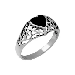 Zilveren Ierse ring, met onyx hart