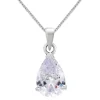 Zilveren ketting, druppelvormig kristal