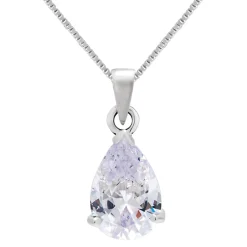 Zilveren ketting, druppelvormig kristal
