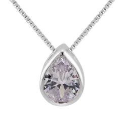 Zilveren ketting, druppelvorm van kristal