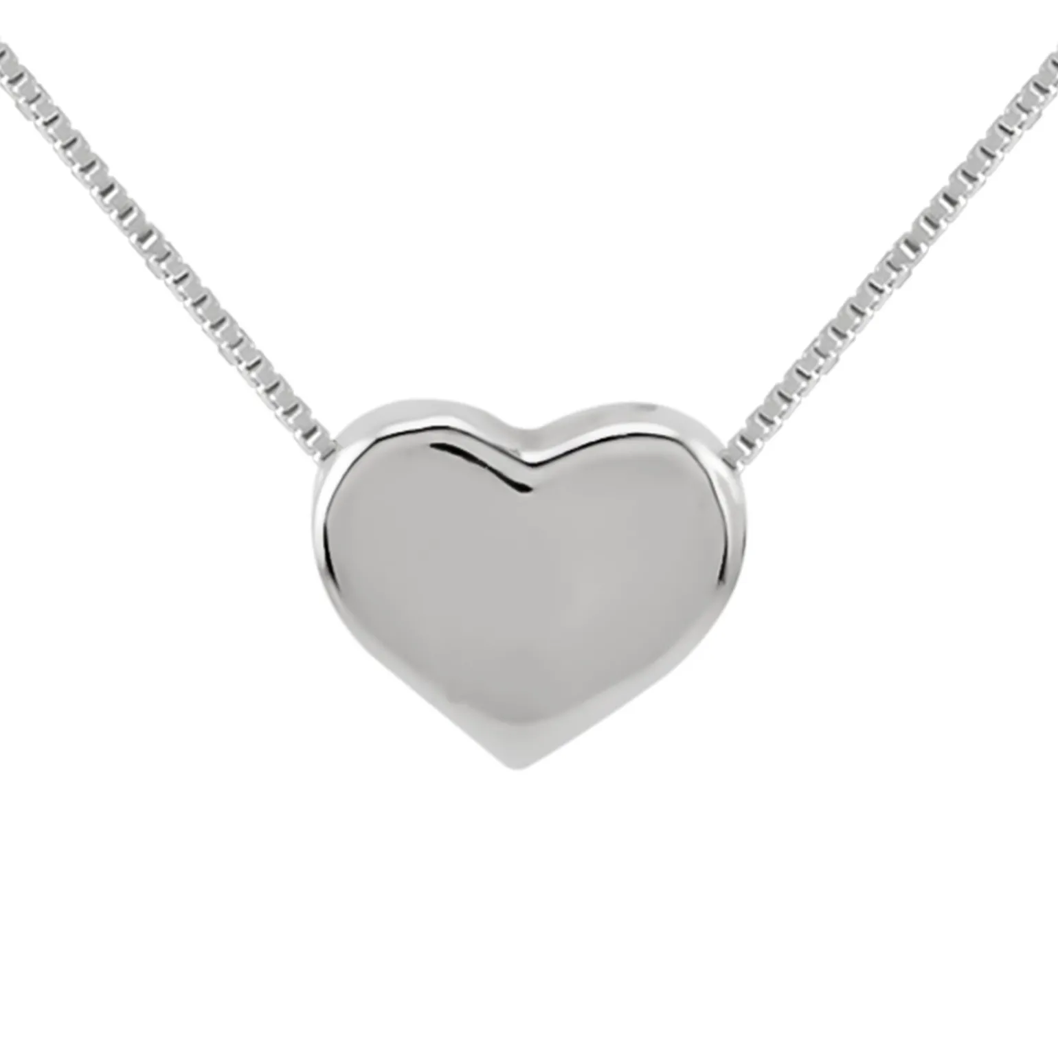 Zilveren ketting, glad hartje