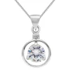 Zilveren ketting, hanger met cirkel en kristal in het midden