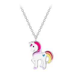 Zilveren ketting met eenhoorn/unicorn