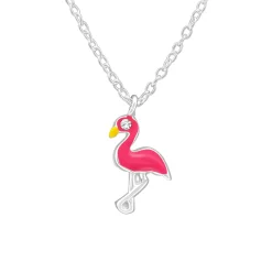 Zilveren ketting met flamingo hanger